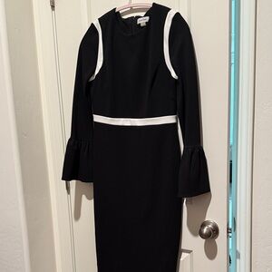Calvin Klein Black and White Long Sleeve Dress